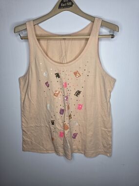 GAP Peach Sequin Embellished Tank Top Summer Coquette Y2k